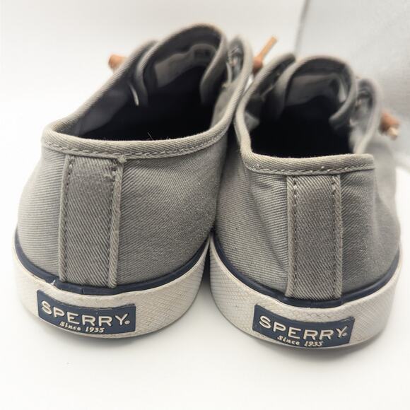 Sperry Pier View Gray Slip On Leather Laces Low Top Fashion Sneakers Women's 8 - Picture 5 of 9